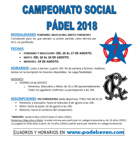 Torneo Social de Pádel 2018 @ Sede  Deportiva