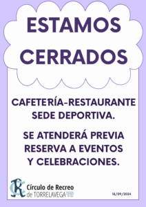 CAFETERIA CLUB CERRADA @ Sede Deportiva