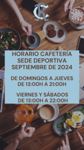 HORARIO CAFETERÍA @ Sede Deportiva