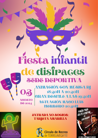 CARTEL FIESTA DE DISFRACES DJ Y MAGO 03-08-2024